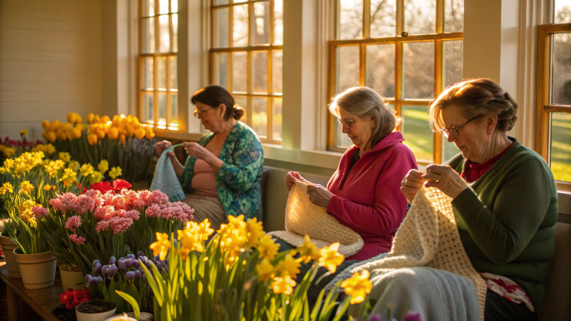 Spring Indoor Knitting Circle