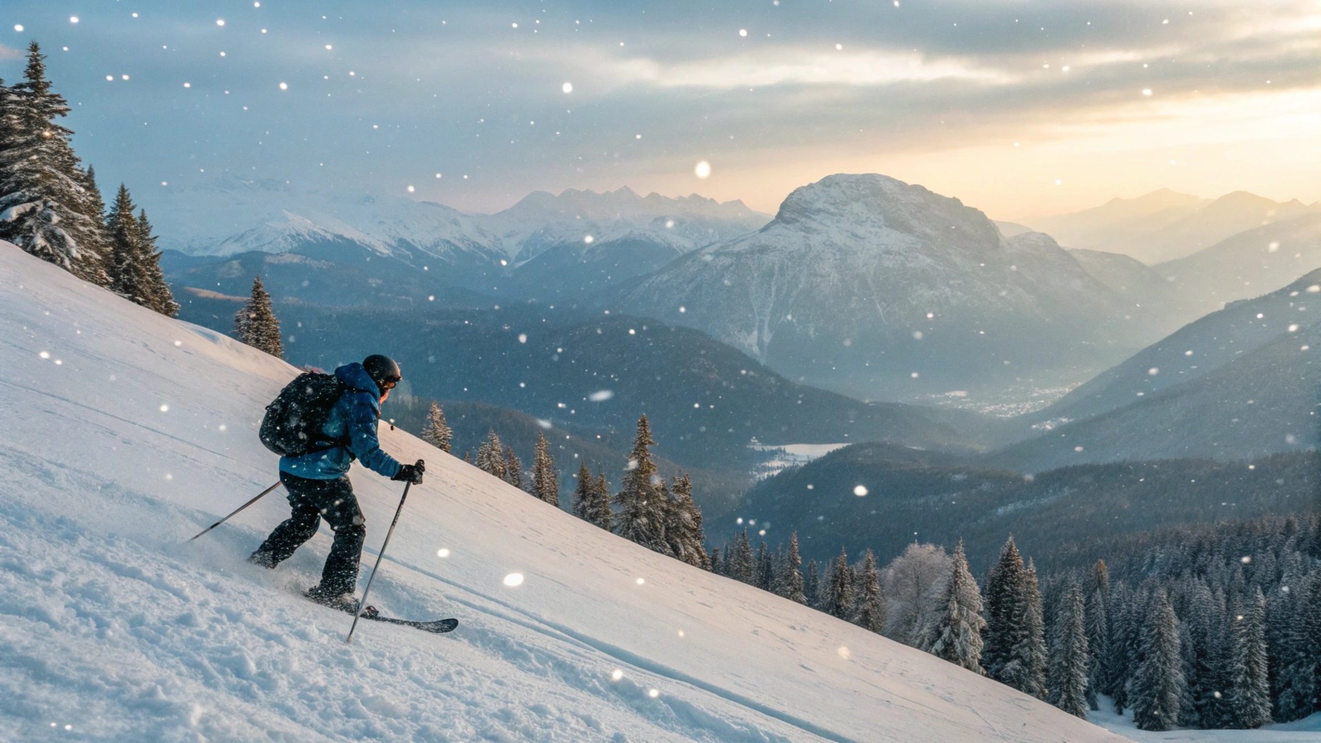 Winter Snowy Skiing Adventure