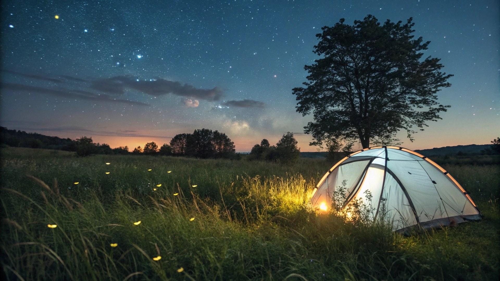 Summer Camping Under Fireflies