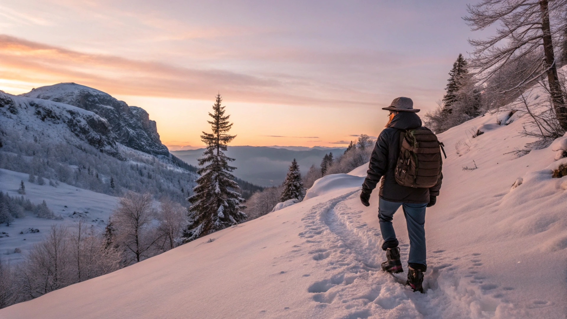 Winter Snowy Mountain Hike