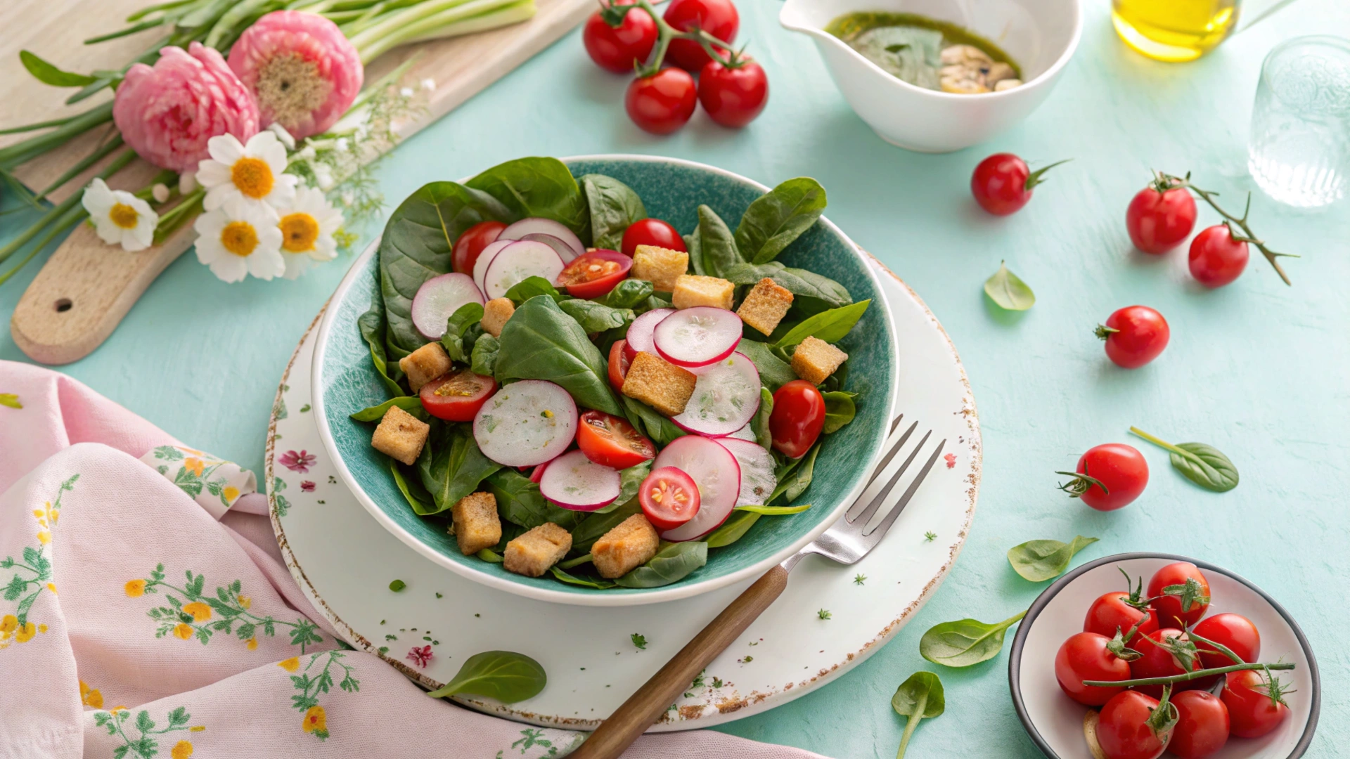 Spring Radish Spinach Salad