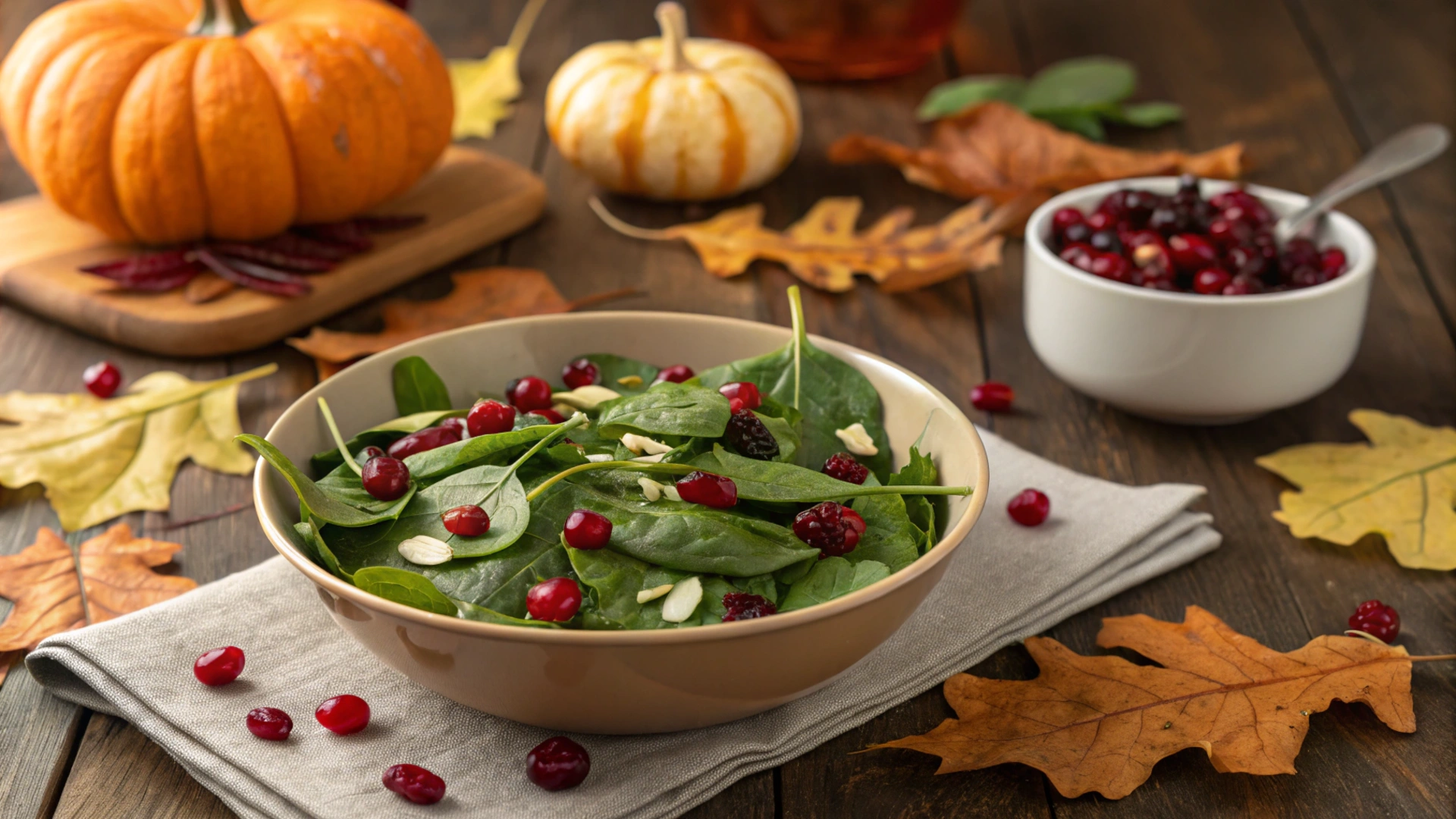 Autumn Pomegranate Spinach Salad