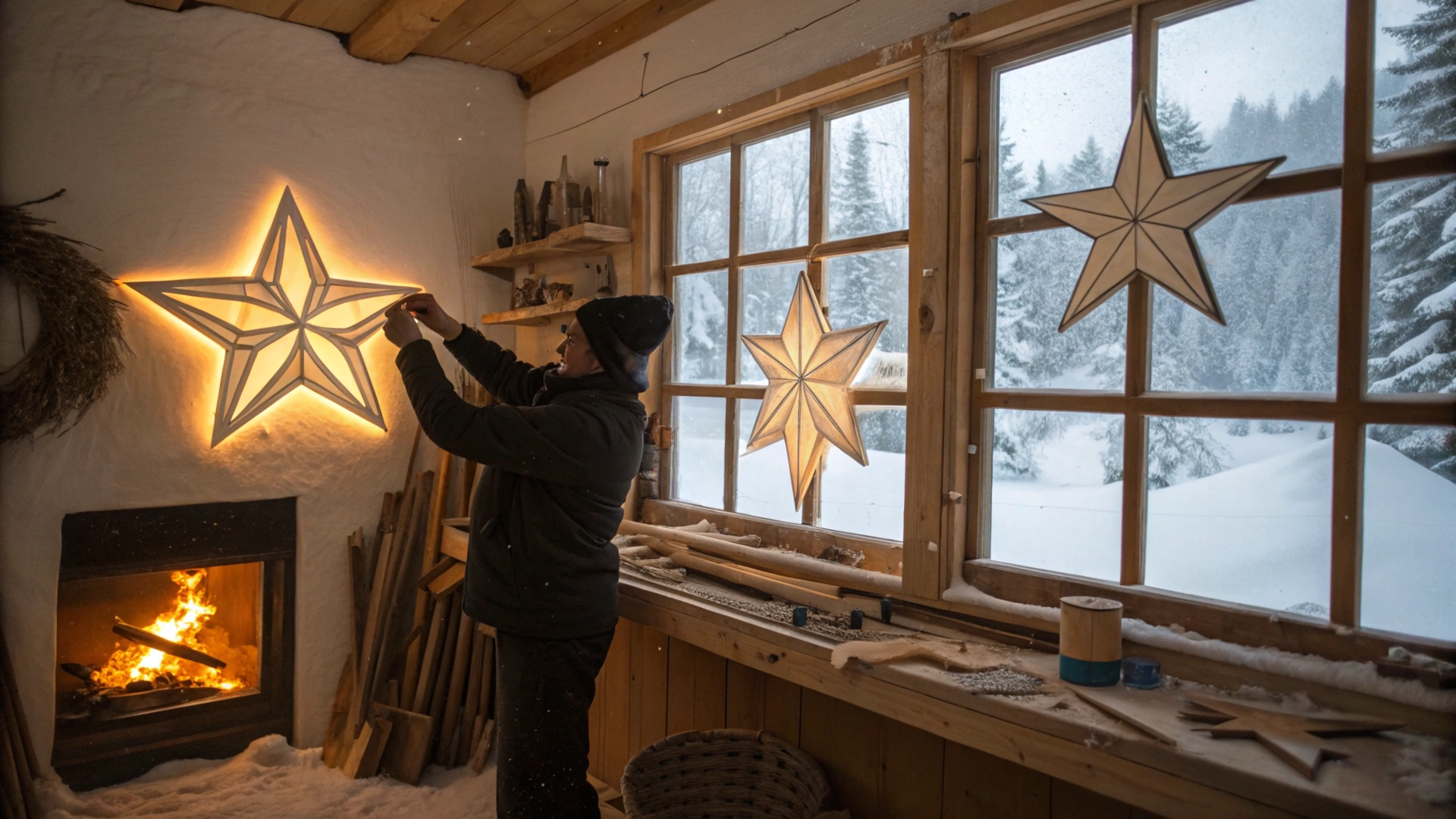 Winter Wooden Star Wall Art
