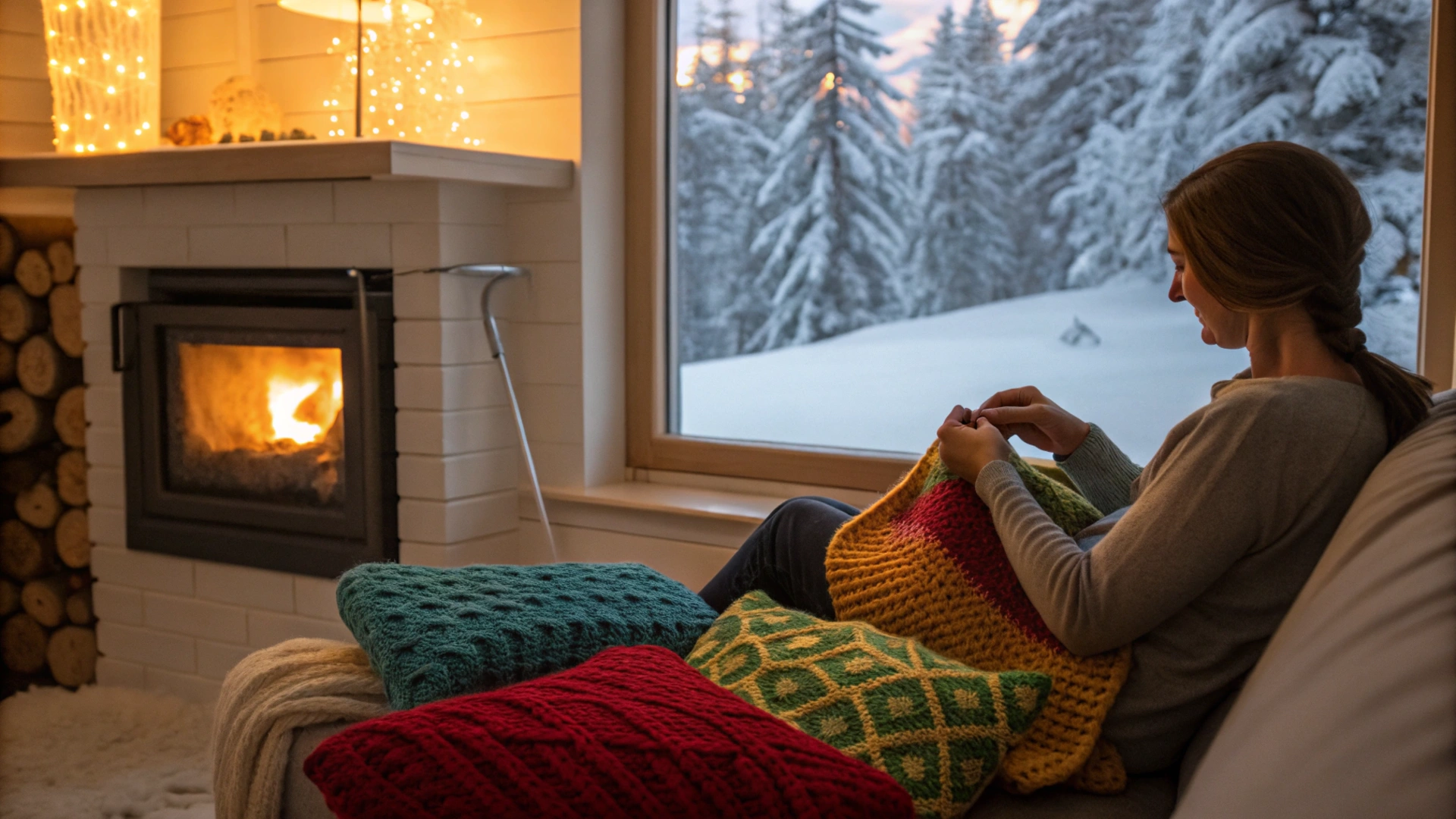Winter Knitted Pillow Covers