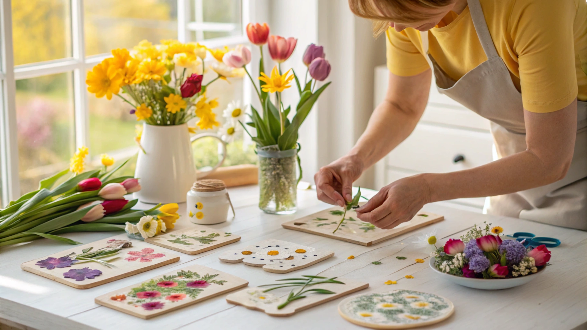 Spring Pressed Flower Coasters