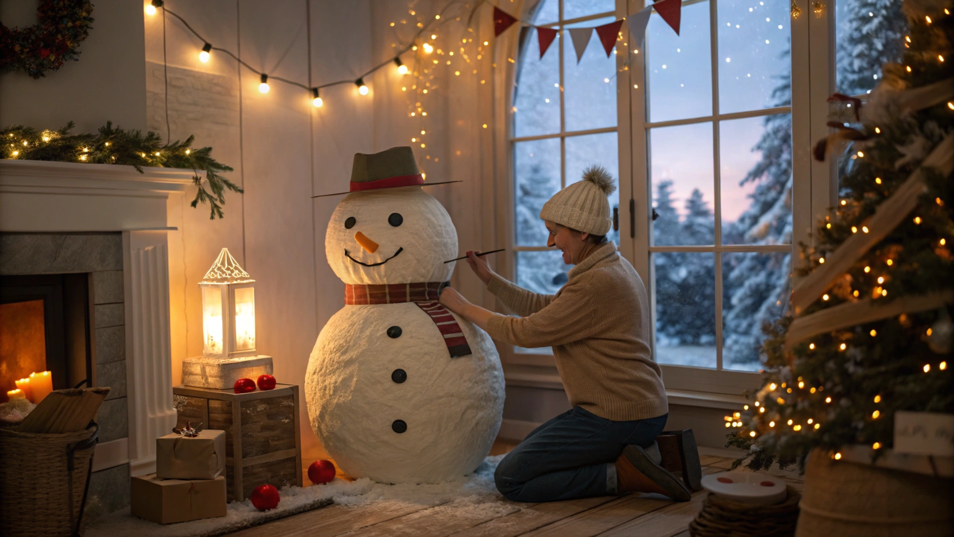 Winter Paper Mache Snowman Ornaments