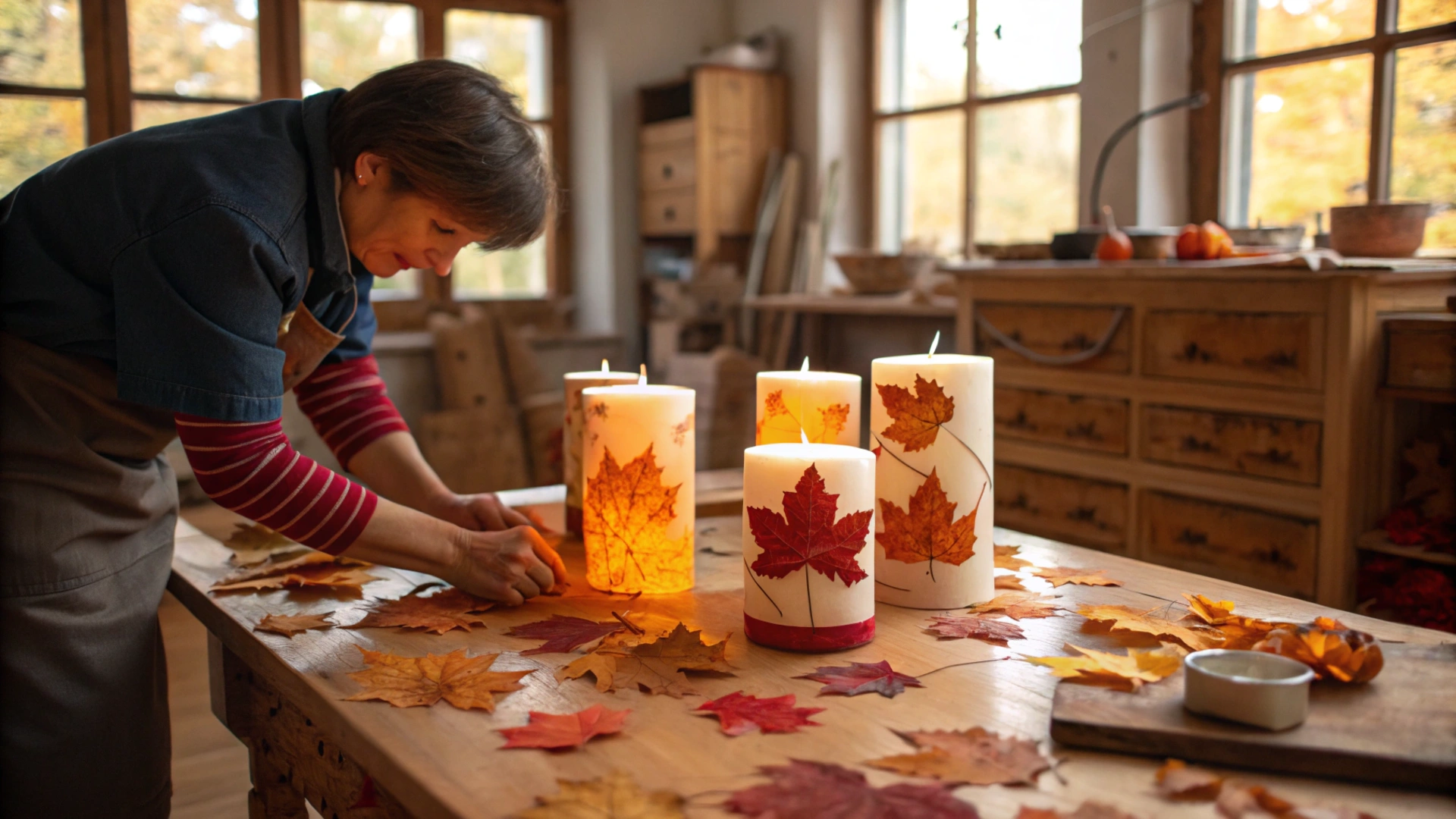 Autumn Leaf Wax Candles