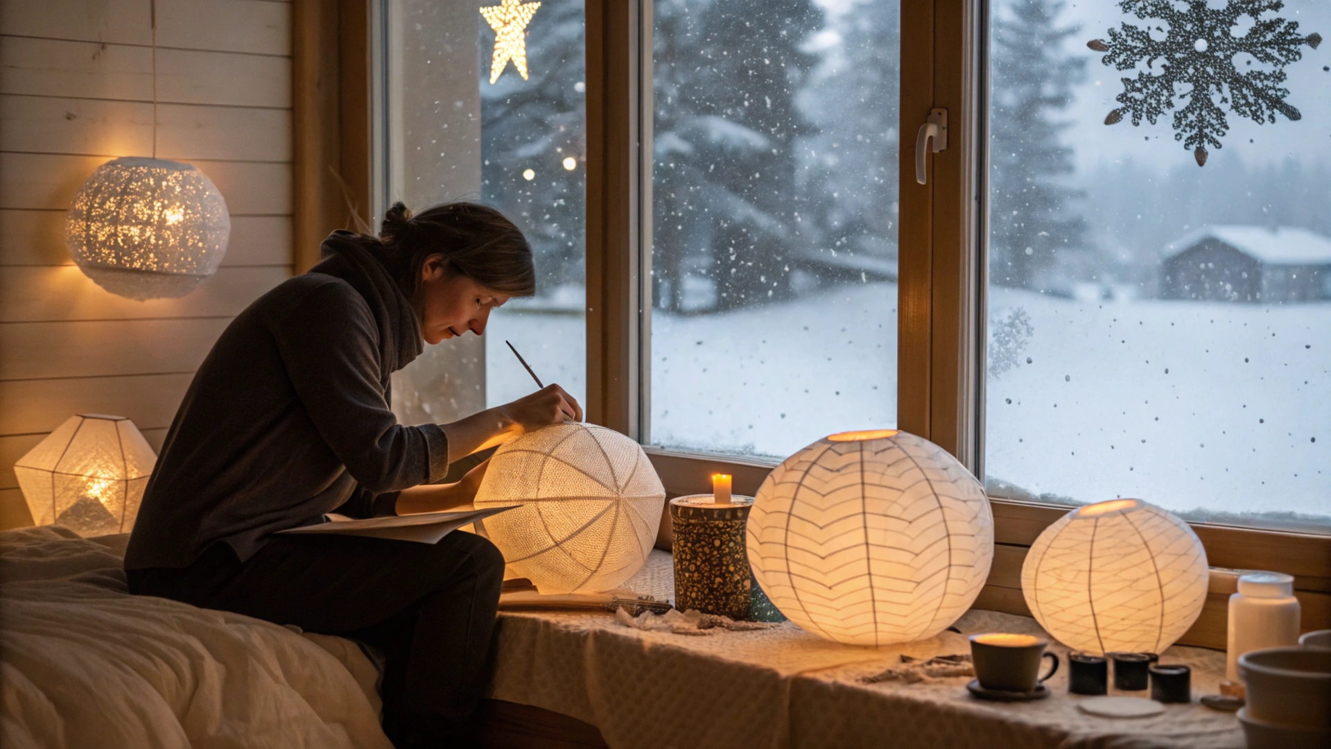 Winter Paper Mache Lanterns