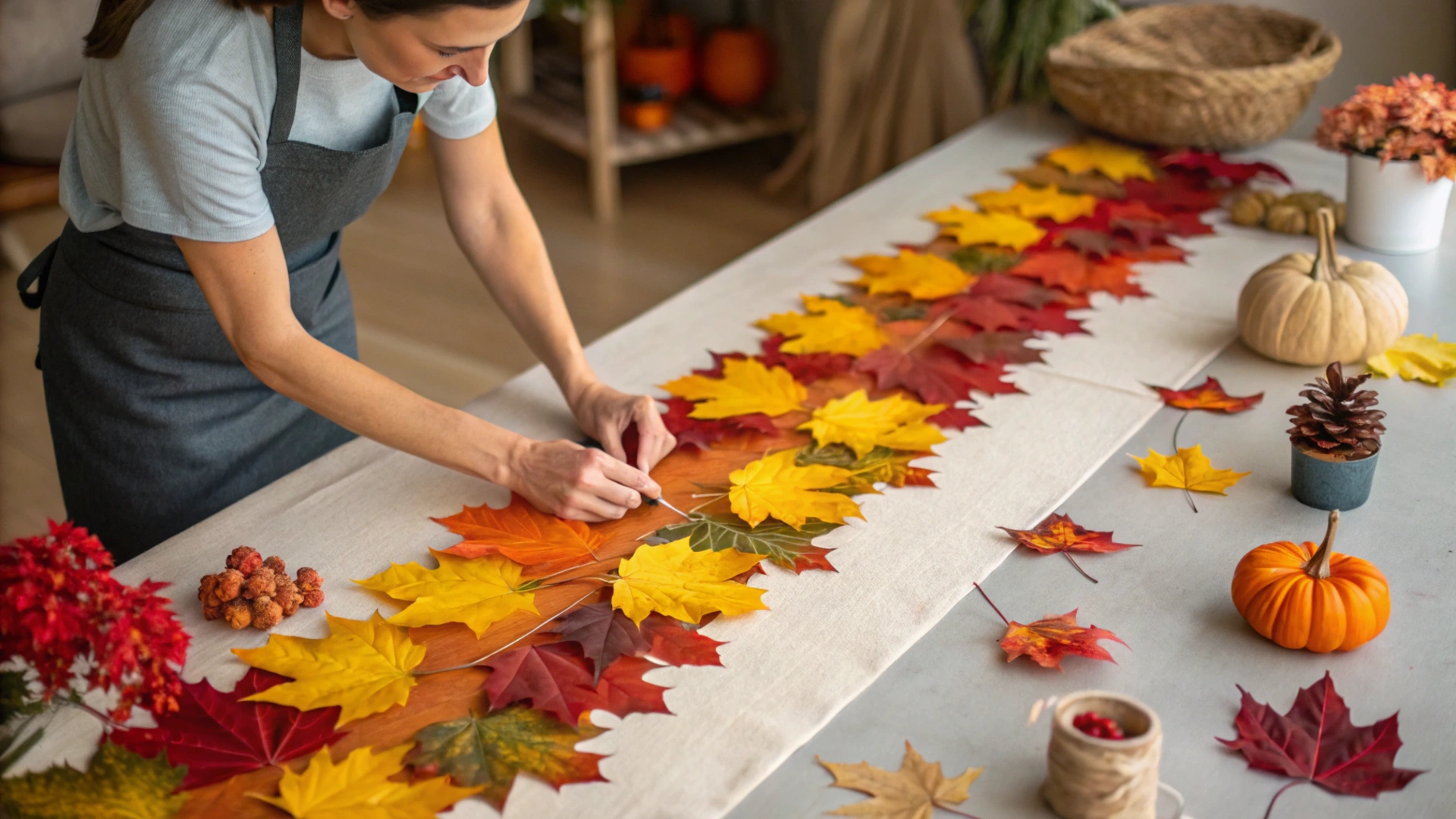 Autumn Leaf Pressed Table Runner