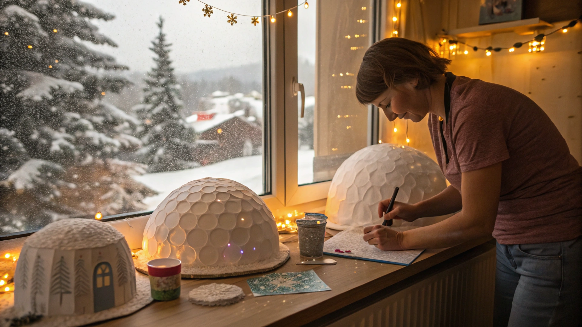 Winter Paper Mache Snow Globes