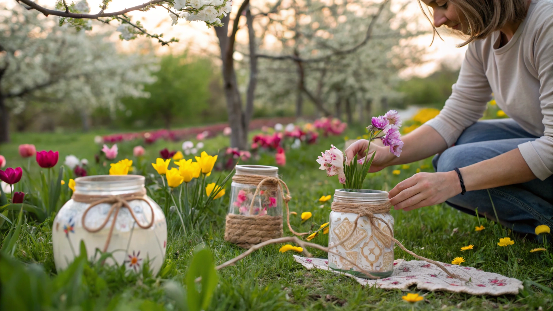 Spring Upcycled Jar Lanterns