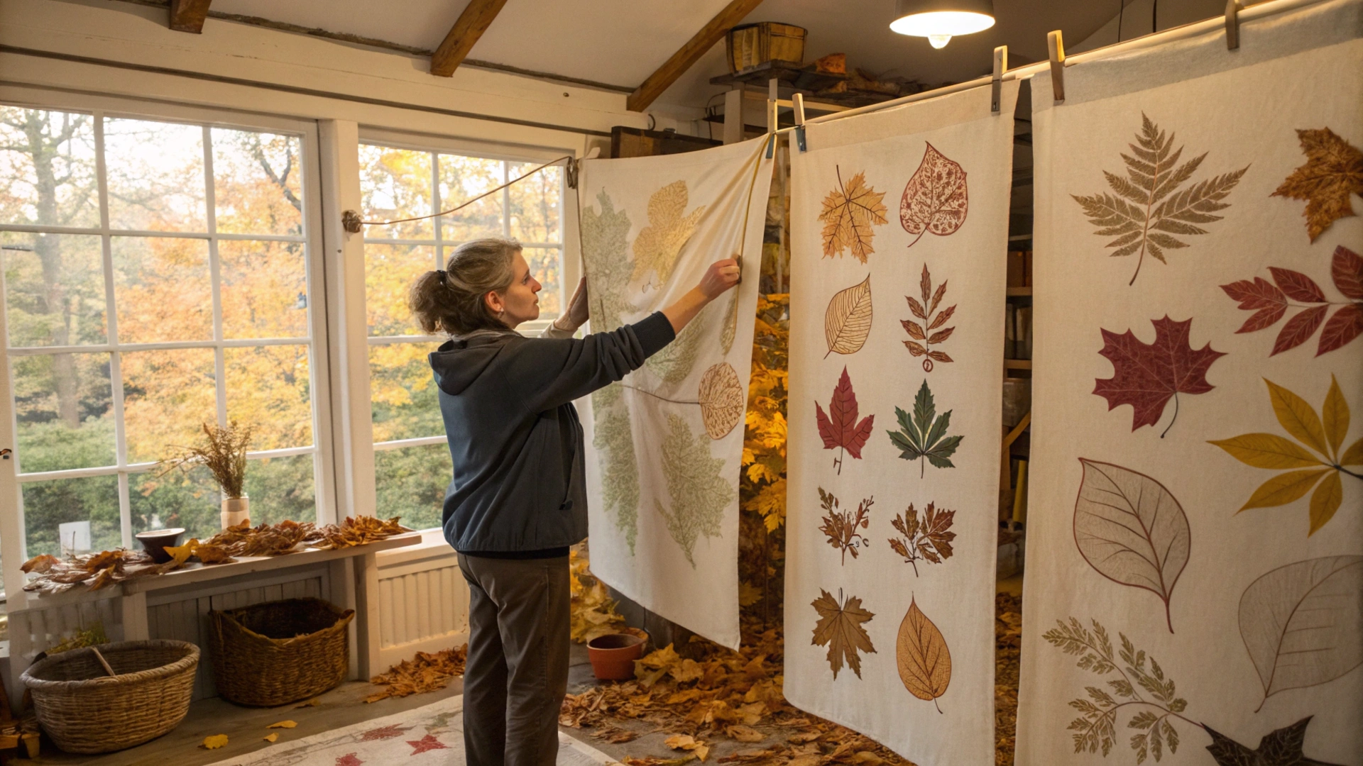 Autumn Leaf Stamped Wall Hangings