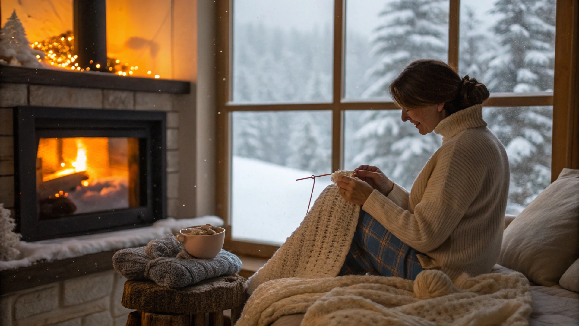 Winter Knitted Coaster Set