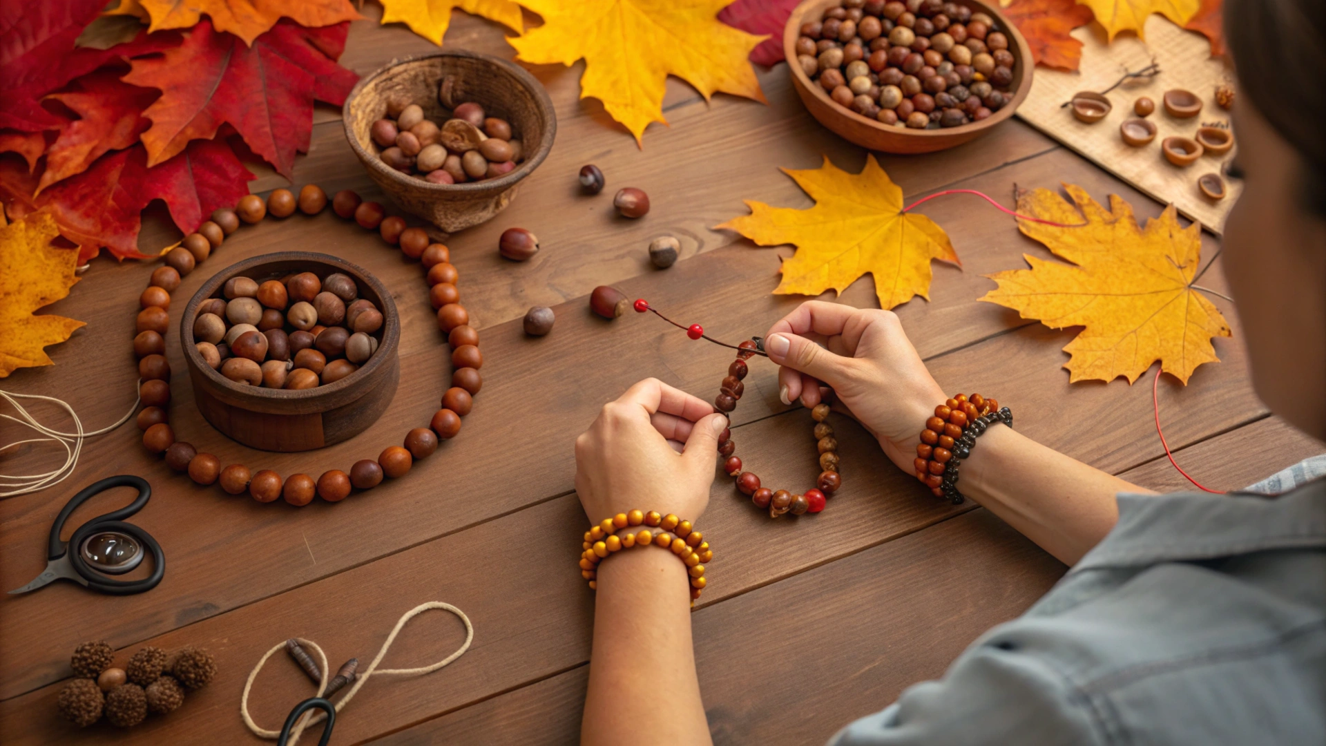 Autumn Acorn Beaded Bracelets