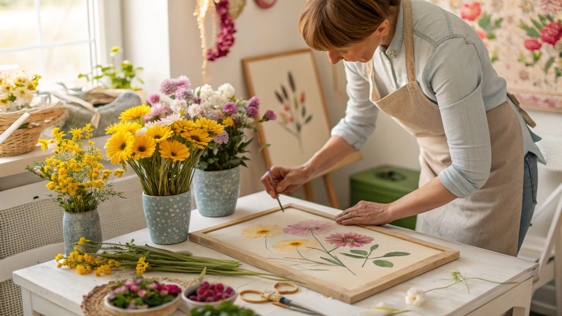 Spring Pressed Flower Wall Art