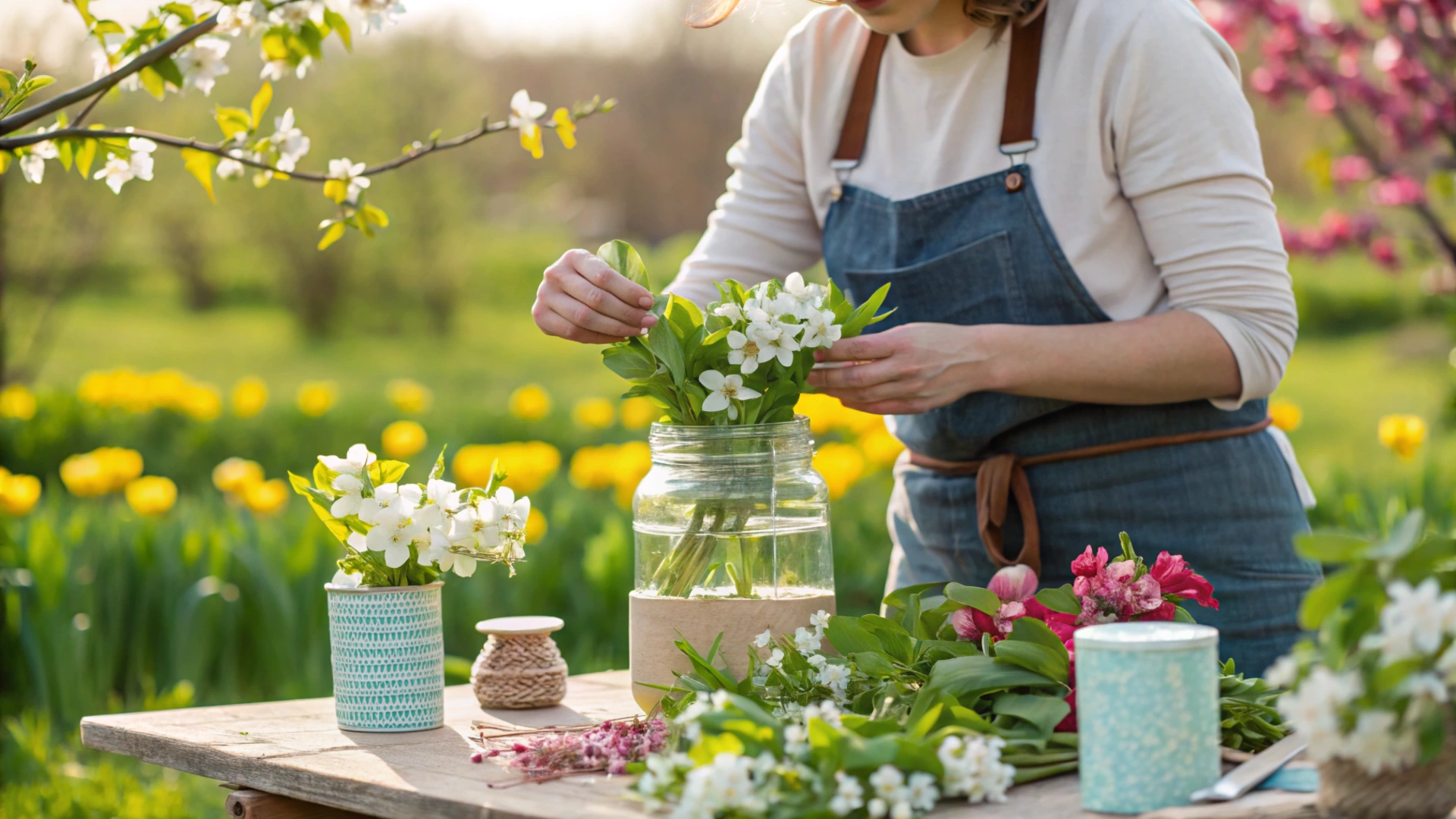 Spring Upcycled Mason Jar Decor