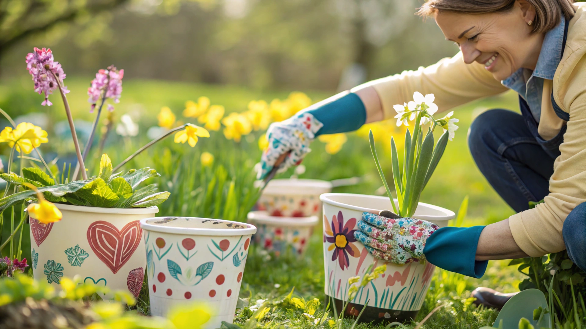 Spring Decoupage Flower Pots