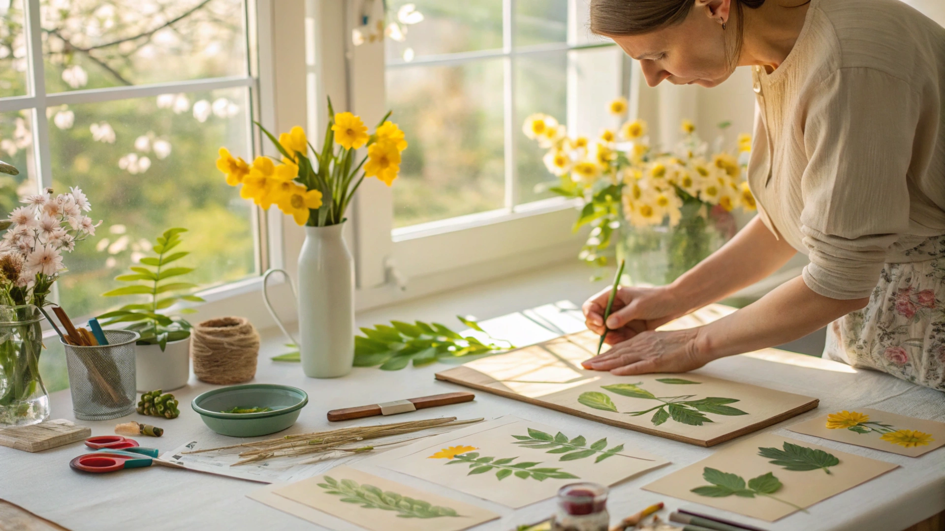 Spring Pressed Leaf Bookmarks