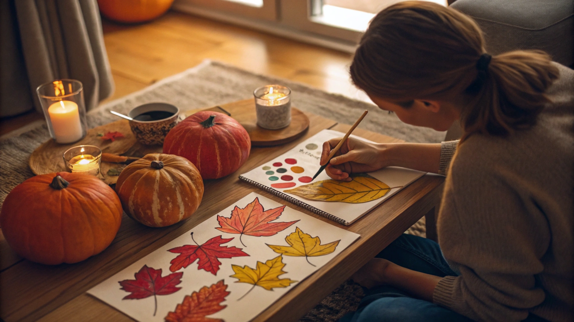 Autumn Mindful Leaf Painting