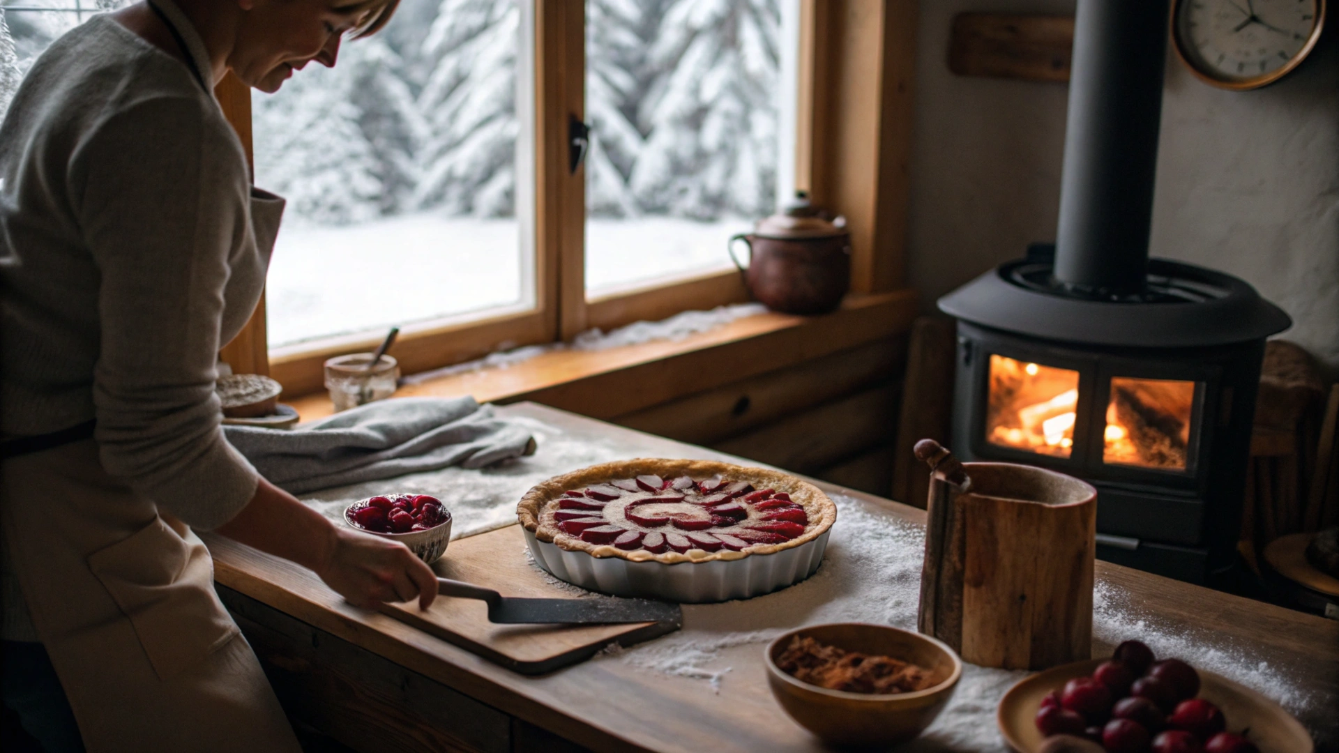 Winter Cinnamon Plum Tart