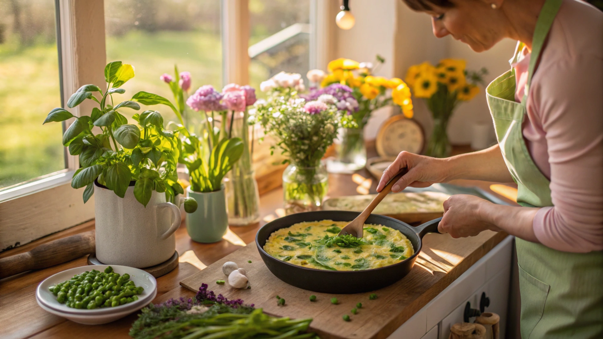 Spring Pea Basil Frittata