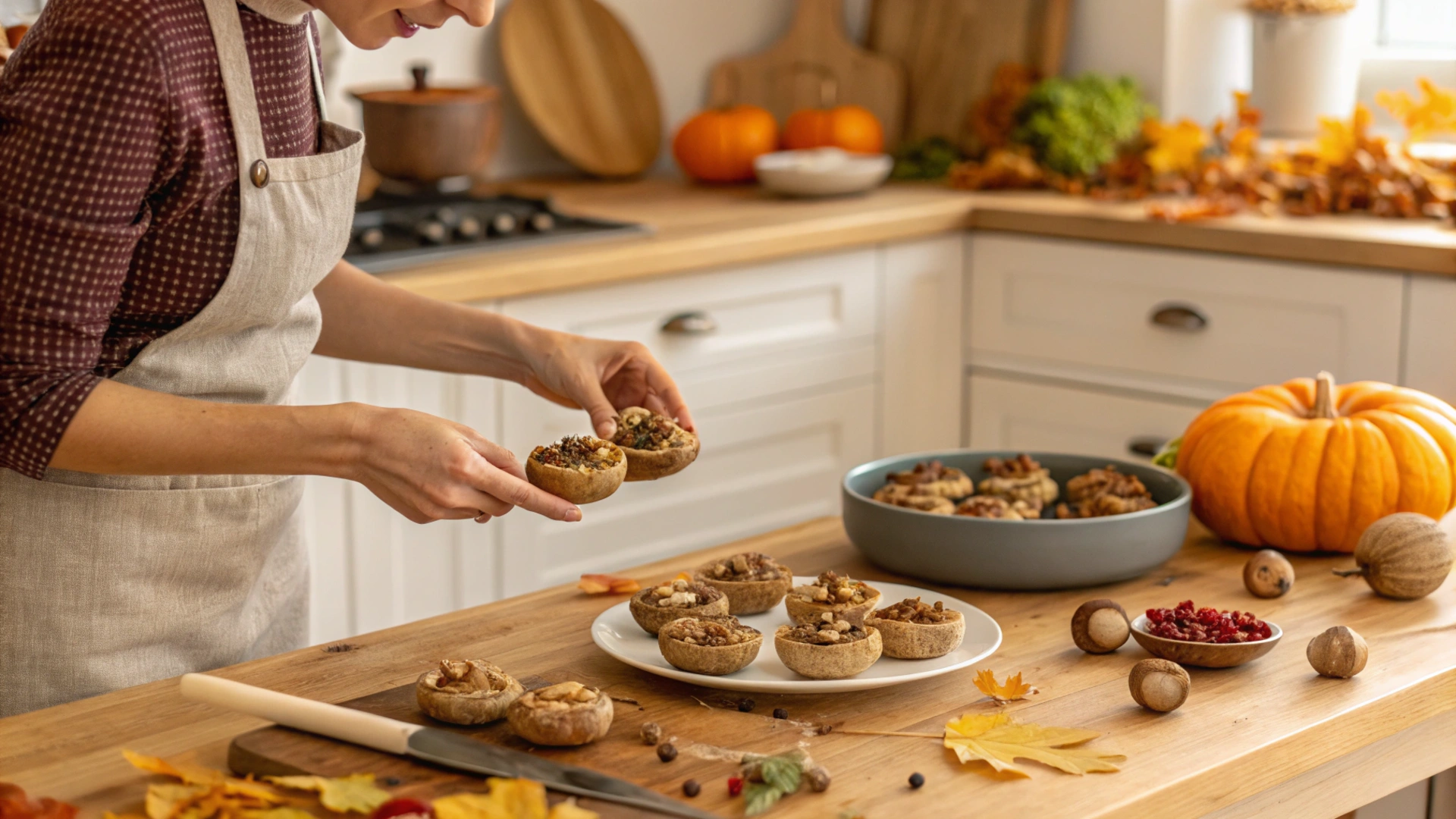Autumn Hazelnut Stuffed Mushrooms