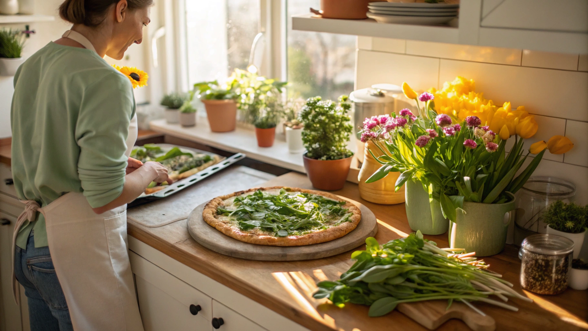 Spring Arugula Pesto Pizza