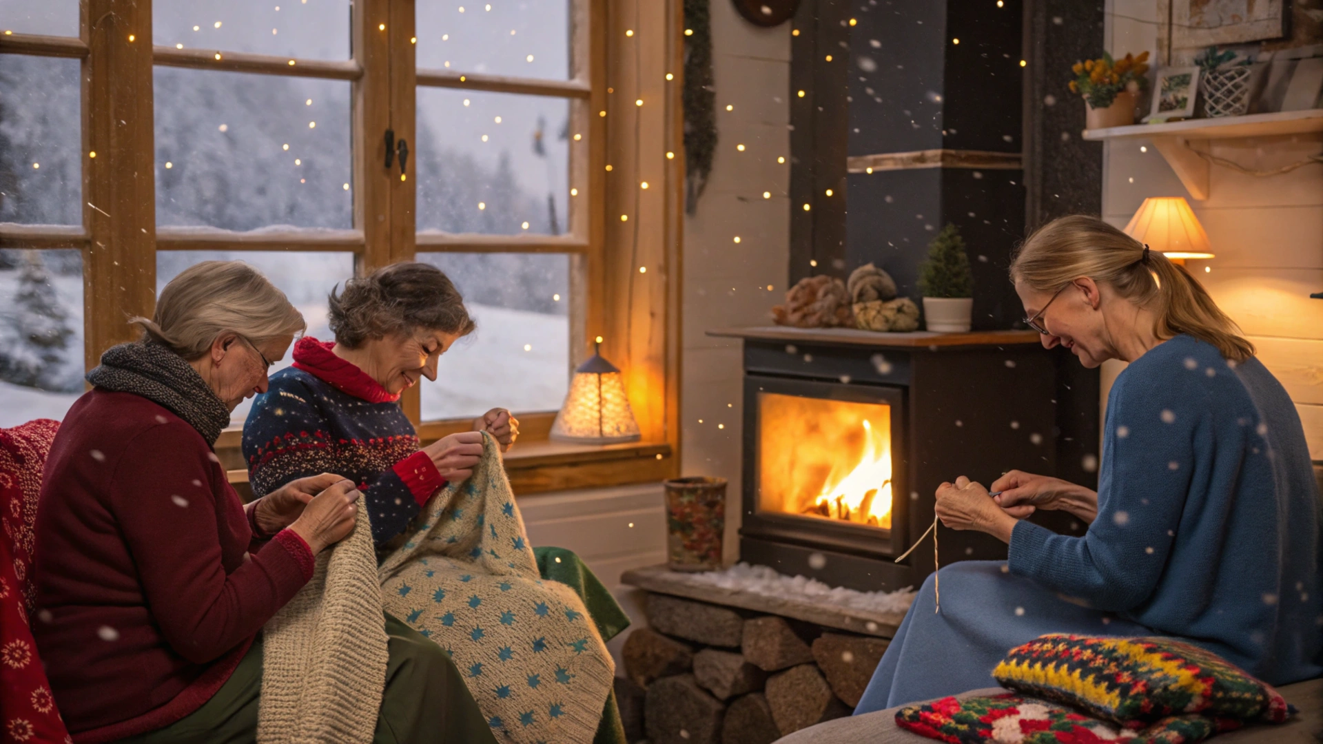 Winter Snowy Knitting Circle
