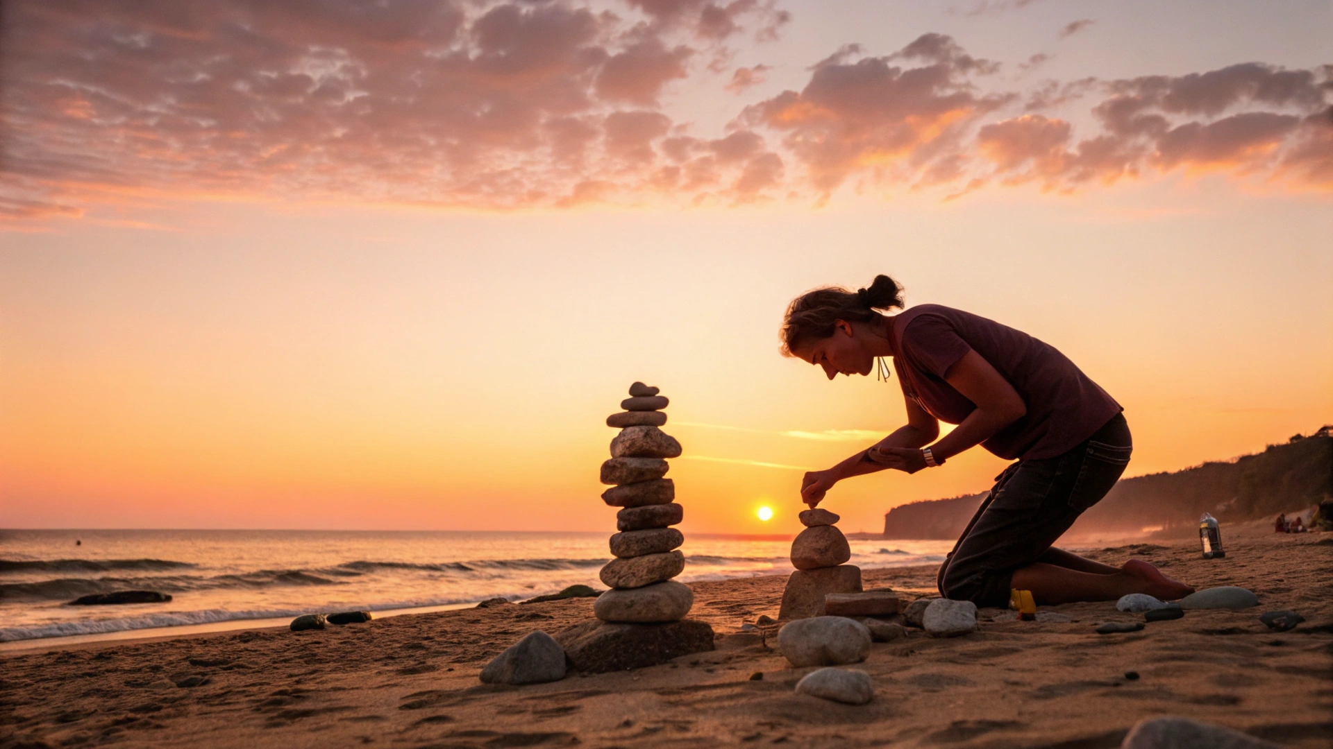 Summer Sunset Rock Balancing