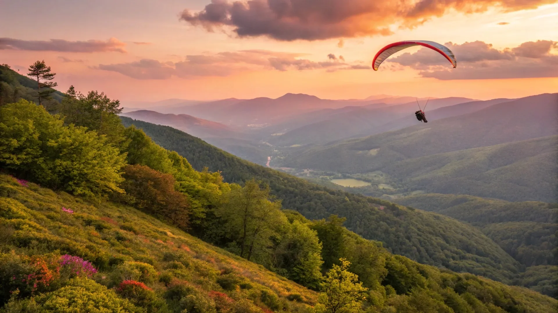 Mountain Sunset Paragliding