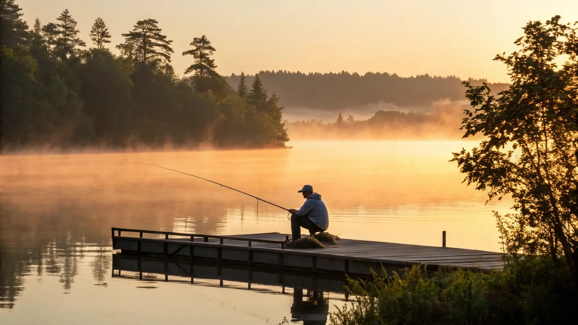 Lake Fishing Sunrise