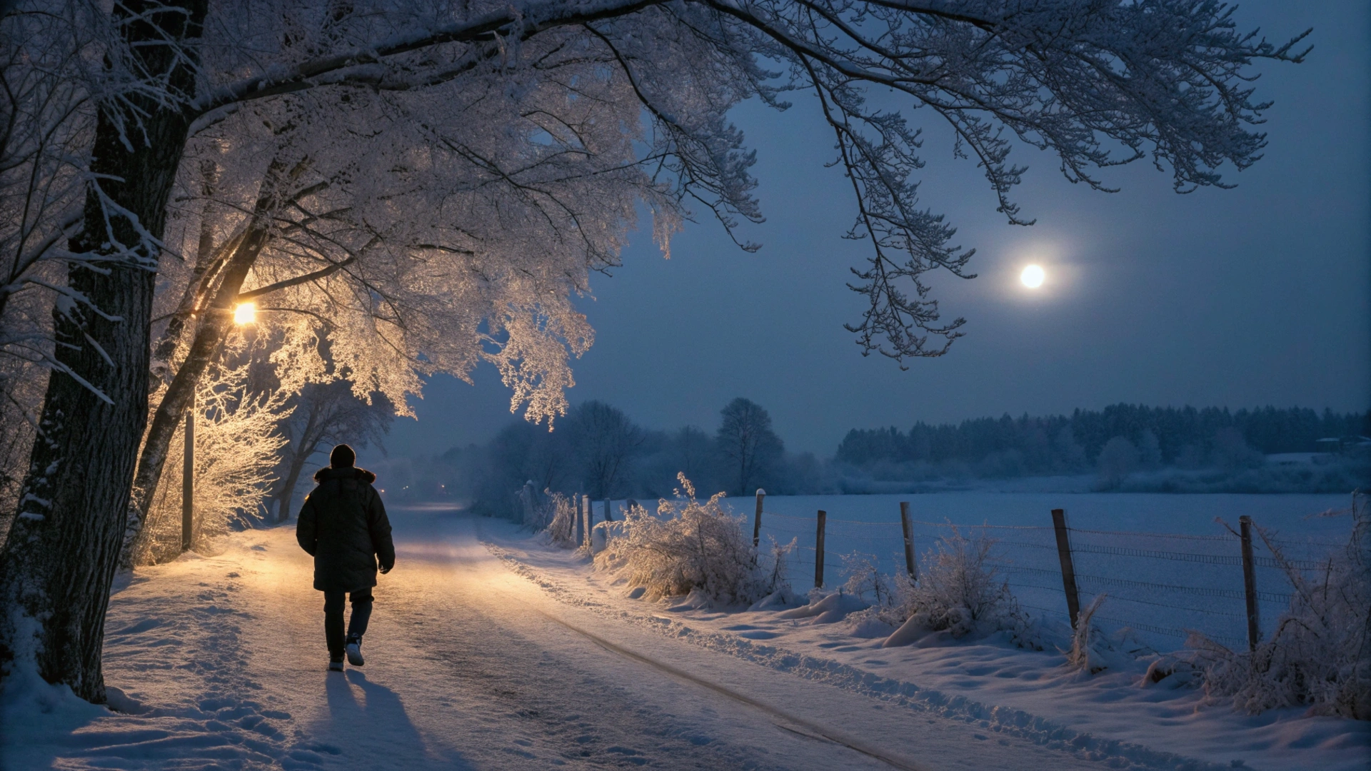 Snowy Moonlit Walk