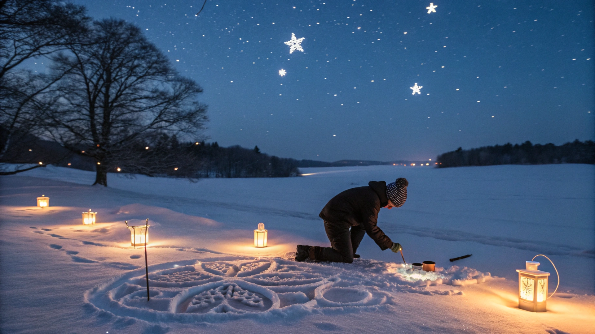 Snowy Starlit Snow Art