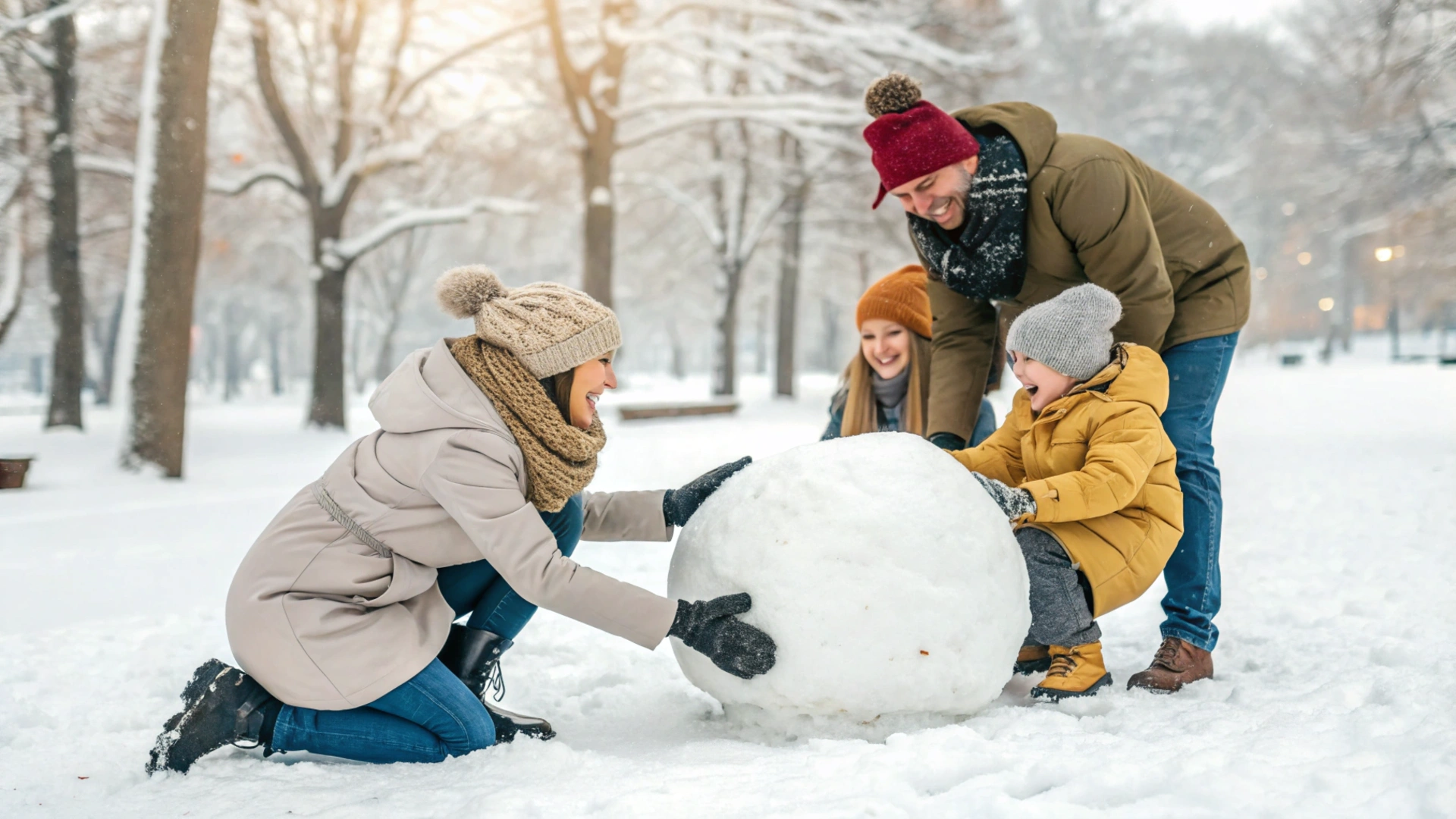 Snowy Family Snowman Day